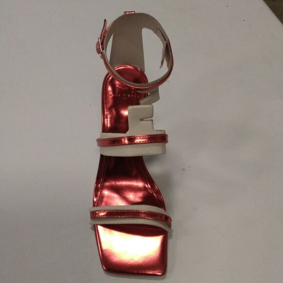 Marc Fisher Red and White Strappy Heels - Picture 3 of 4